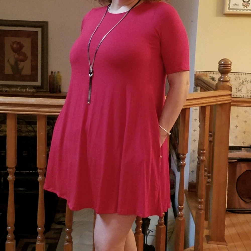 Agness & Dora RED swing tunic DRESS sz L